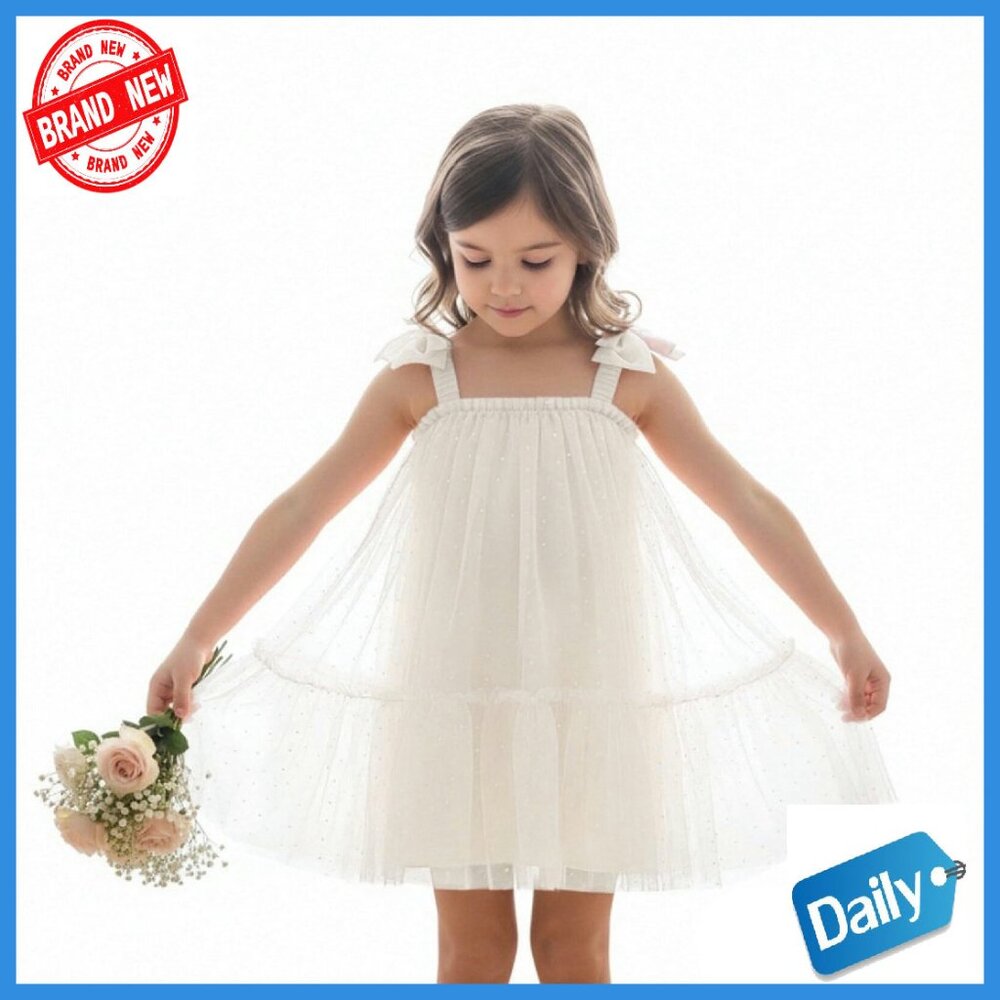 Baby Girls Tutu Dress With Bow Shoulder Strap Tulle Formal Gown